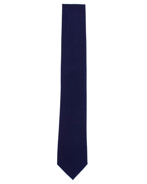 Navy Waffle Silk Tie